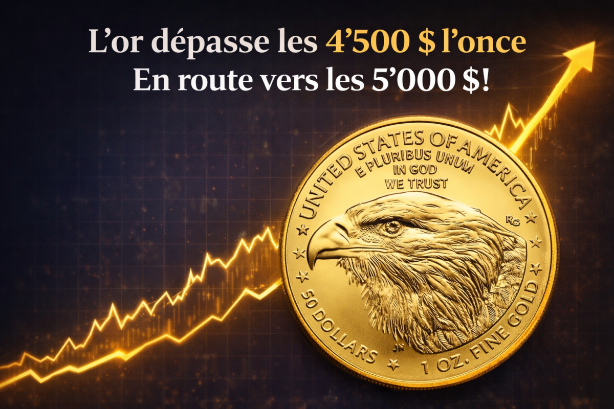 Forte hausse des métaux précieux ce lundi 12 janvier 2026 : l'or passe les 4 500 $ et vise les 5 000 $ 